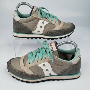Saucony Jazz Low Pro Women's Sneaker Teal & Gray Leather Size 7.5
